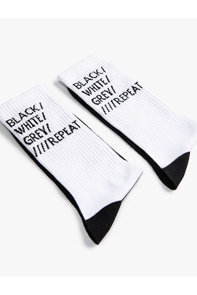 Koton Slogan Embroidered Socket Socks