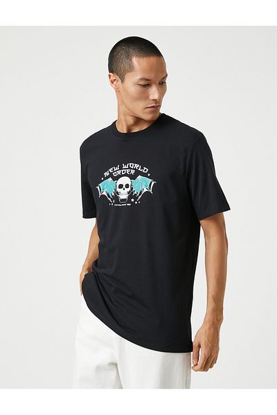 Koton Basic T-Shirt Skull Printed Crew Neck