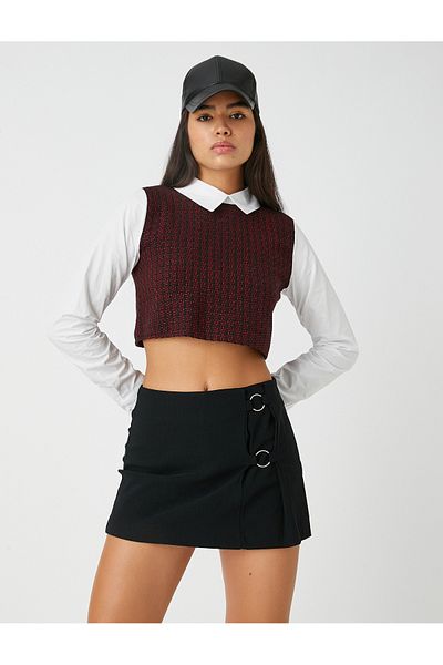 Koton Crop Sweater Shirt Patterned
