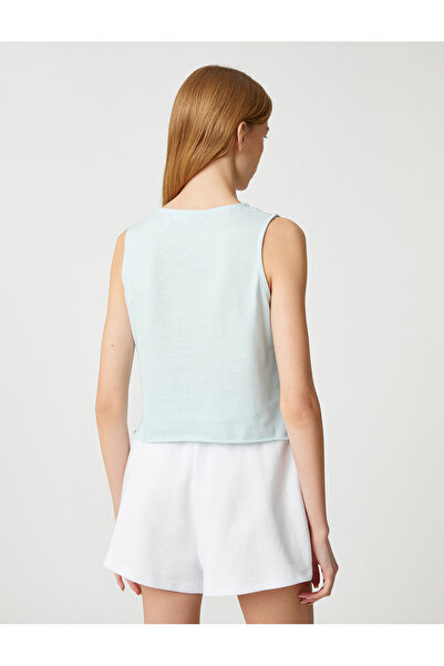 Koton Crop Athlete Printed Cotton Crew Neck