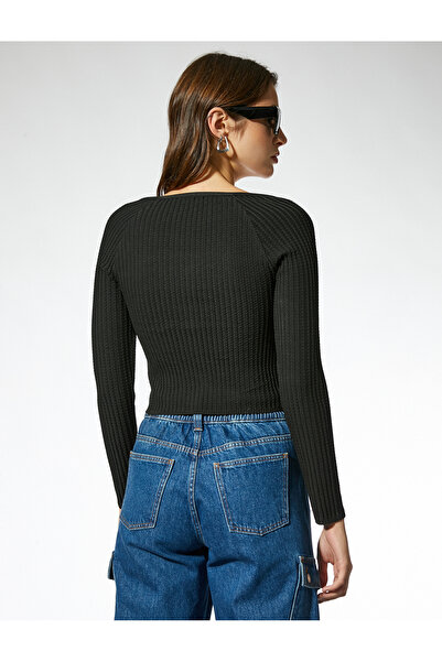 Koton Pulover tricotat cu guler pătrat cu nasturi