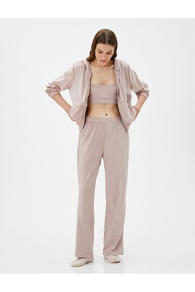 Koton Winter Pajama Bottoms Velvet Soft Textured Elastic Waist