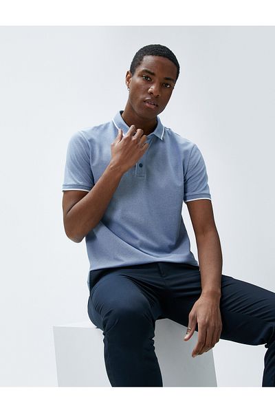 Koton T-Slim Fit T-Shirt s knoflíky a krátkým rukávem