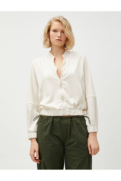 Koton Jacke mit Reißverschluss, Modalmischung, elastische Taille