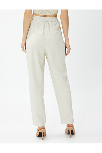 Koton İpeksi Dokulu Pantolon Beli Lastikli Cepli