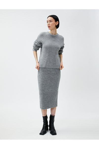 Koton Kötöttáru Midi hosszúságú ceruzaszoknya Slim Fit