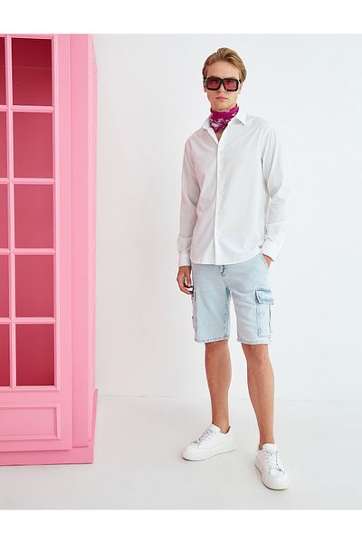 Koton Denim Shorts with Cargo Pocket Detail and Buttons