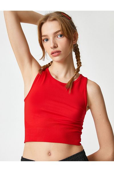 Koton Halter Neck Corded Tank Top - Basic Sleeveless Crop Top