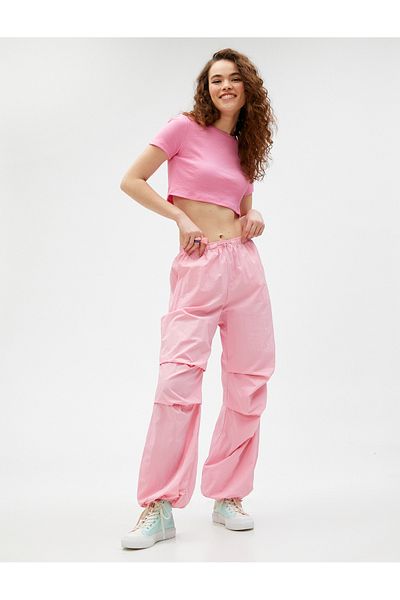 Koton Crop T-Shirt Crew Neck Short Sleeve Ribbed