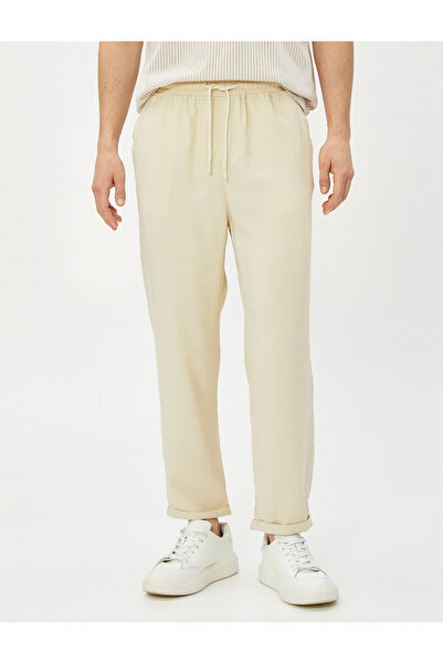 Koton Alapszintű nadrág csipke derék zsebbel, viszkóz keverékkel