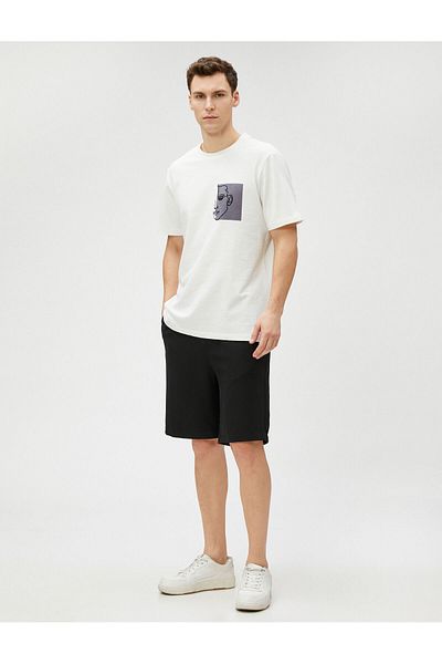 Koton Silhouette Κεντημένο T-Shirt Crew Neck Βαμβακερό κοντό μανίκι