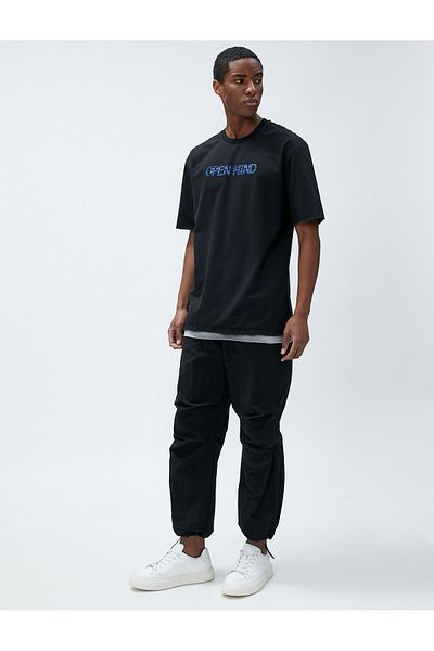 Koton Oversize T-Shirt Slogan Printed Crew Neck Cotton