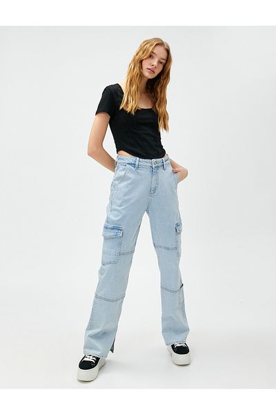 Koton Crop T-Shirt Cotton Round Neck Ribbed Short Sleeve