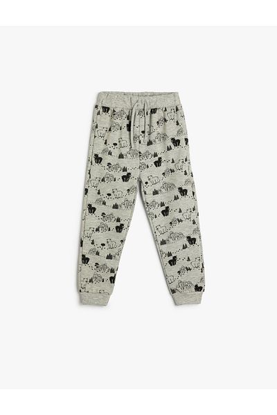 Koton Jogger Sweatpants Teddy Bear Printed Tie Waist Ribbon