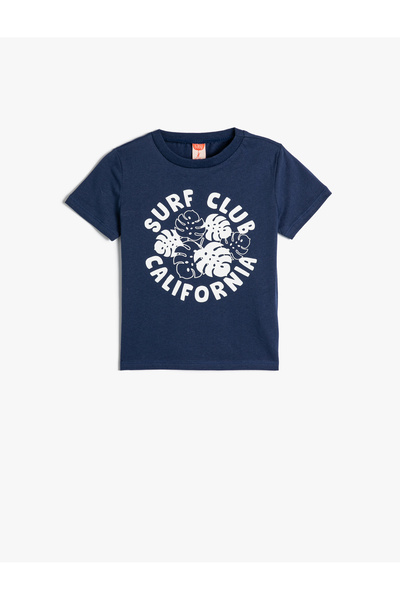 Koton تي شيرت مطبوع بأكمام قصيرة ورقبة دائرية من القطن