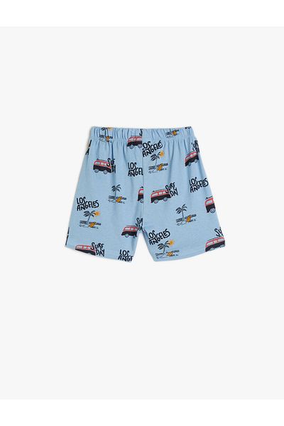 Koton Shorts Tie Waist Elastic Car Printed Pocket Cotton