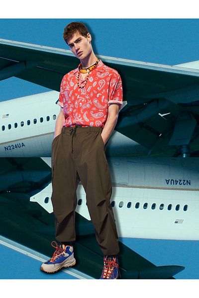 Koton Summer Shirt Short Sleeve Turn-down Collar Ethnic Print Detailed