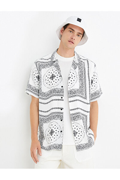 Koton Καλοκαιρινό πουκάμισο κοντό μανίκι Σάλι με γυριστό γιακά