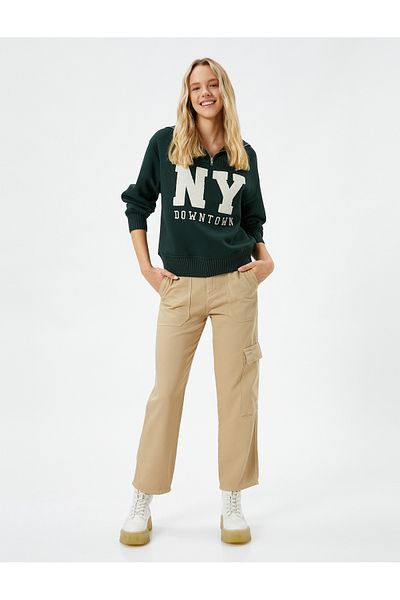 Koton Cargo Pants Straight Leg Pocket Detailed Buttoned Cotton