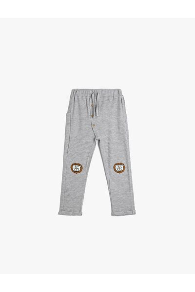 Koton Sweatpants Tie Waist Pocket Lion Applique Detailed Cotton