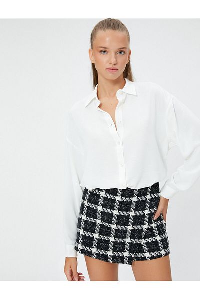 Koton Shirt Long Loose Sleeve Classic Collar Relaxed Cut