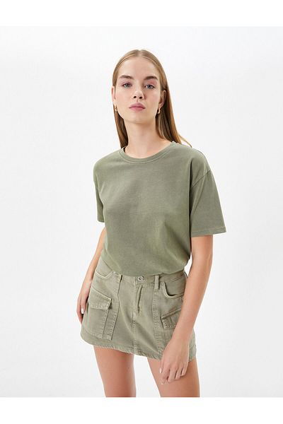 Koton Oversize T-Shirt Faded Effect Short Sleeve Crew Neck Cotton