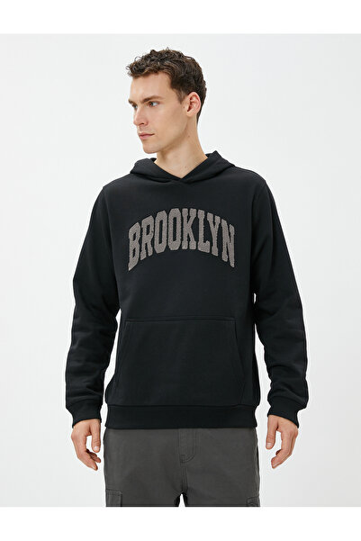 Koton Kolej Sweatshirt Kapşonlu Baskılı Kanguru Cep Detaylı Şardonlu