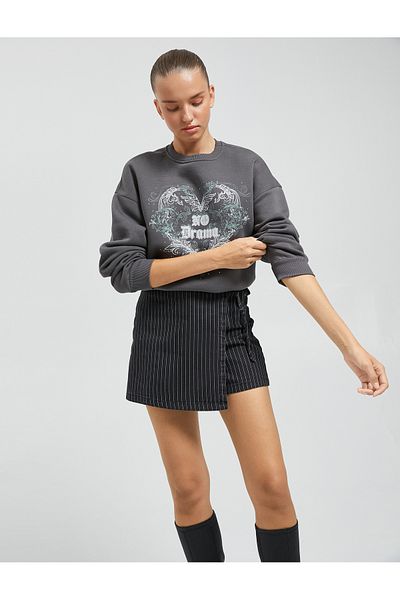 Koton Printed Sweatshirt Crew Neck Relax Fit Long Sleeve Ribbed