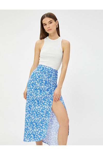 Koton Fustă midi Floral Slit Ecovero® Viscose