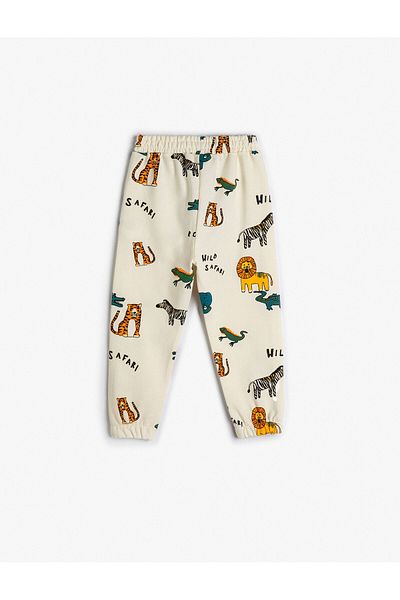Koton Pantaloni de sport Jogger din bumbac - imprimeu cu animale și cravată în talie