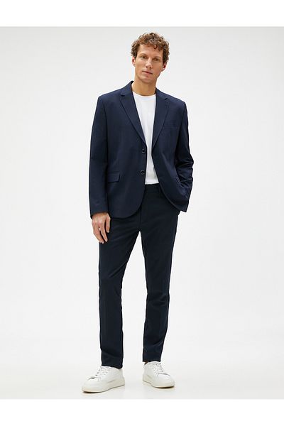 Koton Basic Blazer Jacket with Stitching Detail, Buttons and Pockets