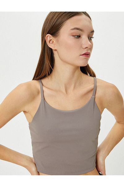 Koton Halber Tank-Top-BH, sportlich, dünner Träger, schmale Passform
