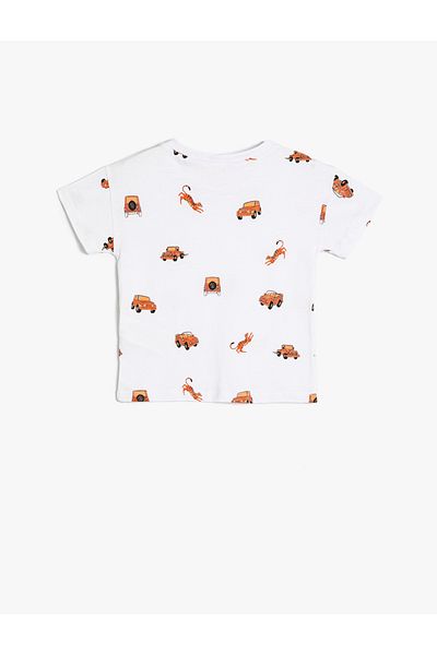 Koton Cotton Short Sleeve T-Shirt - Crew Neck, Printed