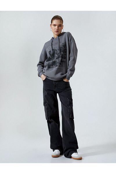 Koton Hooded Sweatshirt Printed Long Sleeve