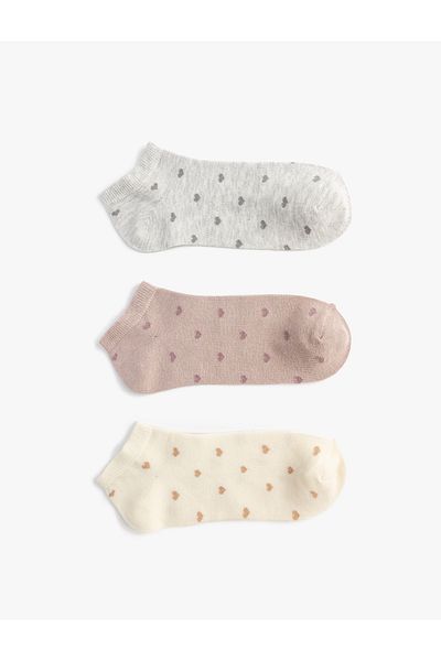 Koton Set de 3 șosete papuci cu model de inimă multicolor