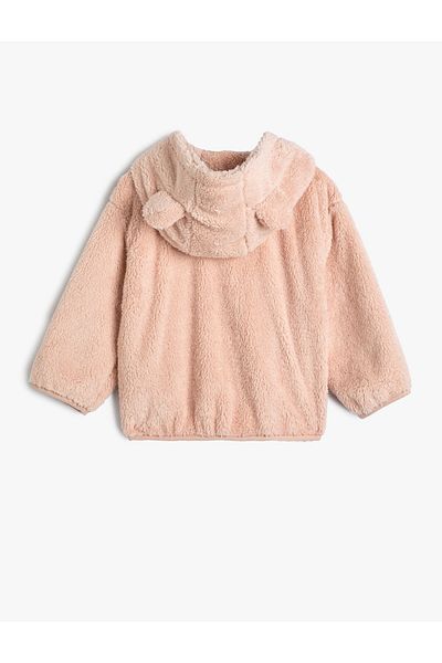 Koton Plush Hooded Sweatshirt Zippered Long Sleeve Cotton Lined