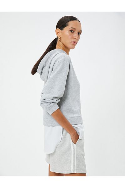 Koton Mikina s kapucí Lace Up Double Piece Look