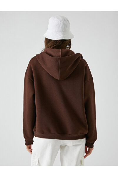 Koton Φούτερ με φερμουάρ Oversize με κουκούλα και τσέπη καγκουρό