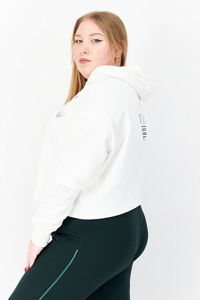 adidas Women Plus Size Hooded Long Sleeve Outdoor Hoodies, White