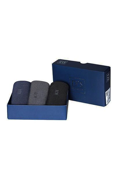 D'S Damat Комплект от 3 чорапи в бамбуково сиво, черно, тъмносиньо