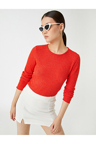 Koton Long Sleeve T-Shirt Ribbed Crew Neck