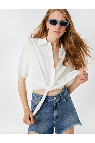 Koton Πουκάμισο Crop δεμένο στη μέση