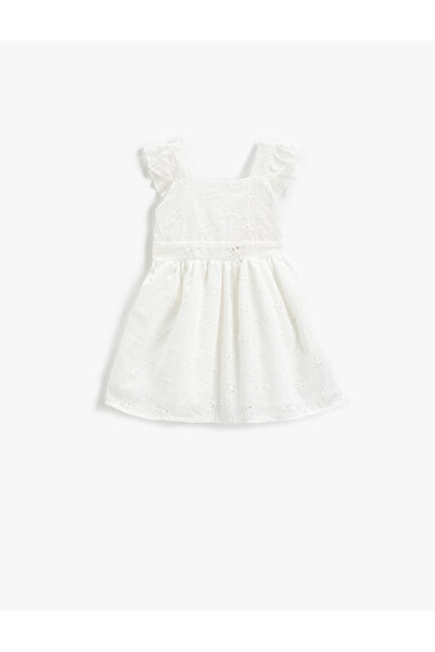 Koton Рокля с флорални миди и презрамки, памук с подплата с U-образно деколте