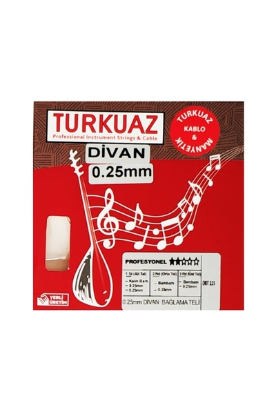 Turkuaz DBT225 Диван баглама струна 0,25 с бамбам комплект струни 025