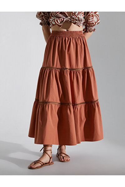 Koton Dlouhá česká sukně s elastickým pasem z bavlny