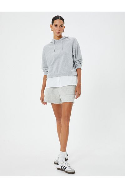 Koton Mikina s kapucí Lace Up Double Piece Look