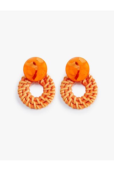 Koton Hoop Earrings Ethnic Detailed