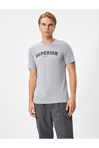 Koton Tricou din bumbac imprimat cu slogan cu gât