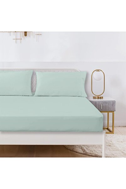 HomeBerry طقم ملاءة سرير مطاطية من القطن من Linessa مقاس مزدوج - 160x200 سم