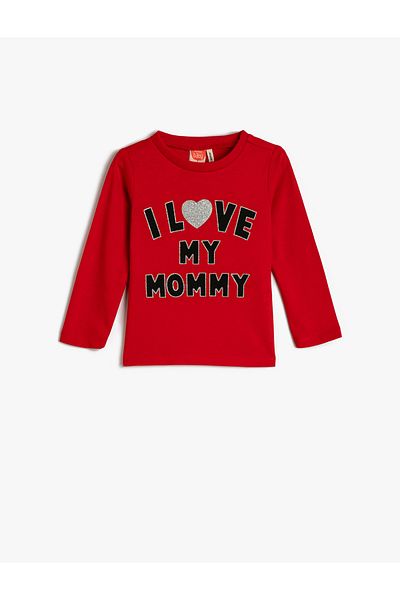 Koton T-Shirt Long Sleeve Crew Neck Printed Cotton
